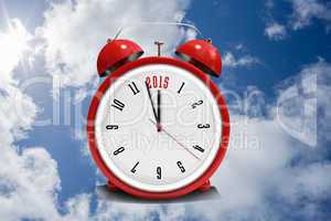 Composite image of 2015 in red alarm clock