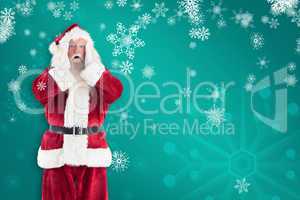 Composite image of santa is shocked to camera