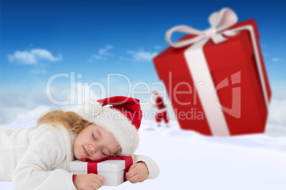 Composite image of cute girl with gift Composite image of cute girl with gift