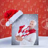 Composite image of happy festive man with gifts