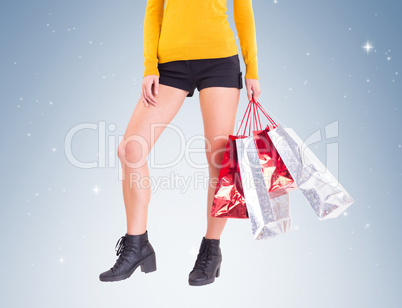 Stylish woman with shopping bags