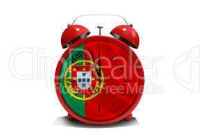 Composite image of happy new year in red alarm clock