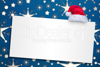 Composite image of santa hat on poster