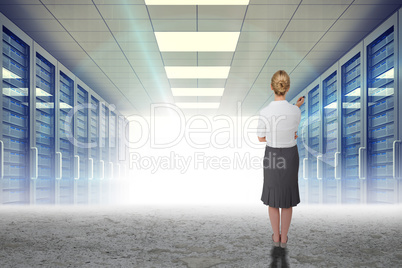 Composite image of thinking businesswoman