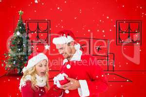 Composite image of young festive couple