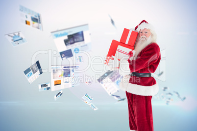 Composite image of santa carries a few presents