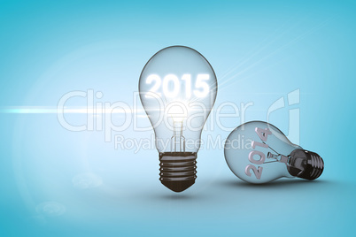 Composite image of 2014 and 2015 in light bulb