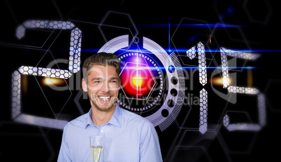Composite image of man toasting with champagne