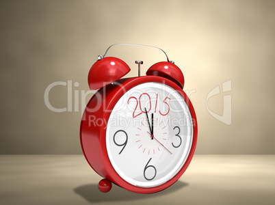 Composite image of 2015 in red alarm clock