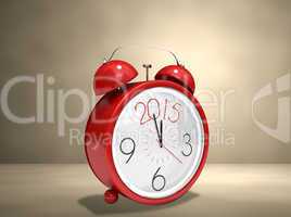 Composite image of 2015 in red alarm clock