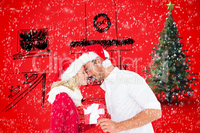 Composite image of young festive couple