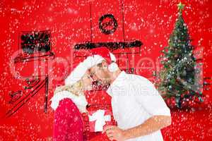 Composite image of young festive couple