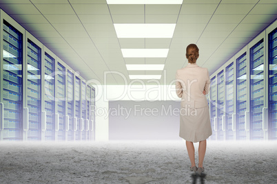 Composite image of thinking businesswoman