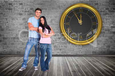 Composite image of young couple smiling at the camera