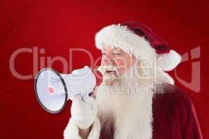 Composite image of santa claus is using a megaphone