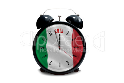 Composite image of 2015 in black alarm clock