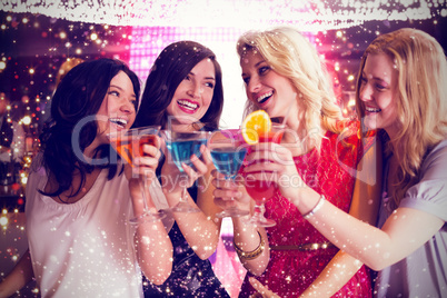 Composite image of friends with drinks