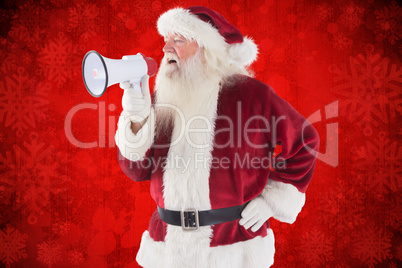 Composite image of santa claus is using a megaphone