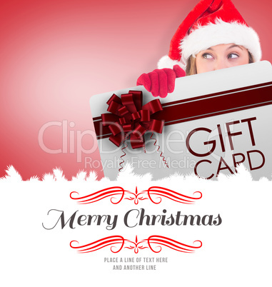 Composite image of composite image of festive blonde holding a p