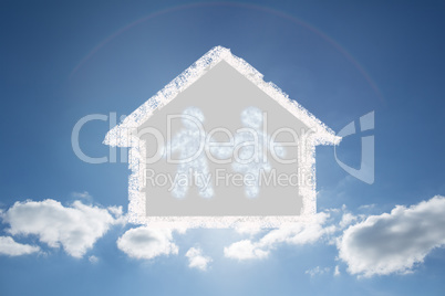 Composite image of cloud in shape of couple