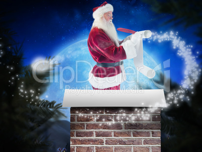 Composite image of father christmas writes a list