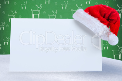 Composite image of santa hat on poster