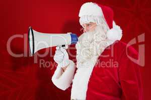 Composite image of santa claus speaking on megaphone
