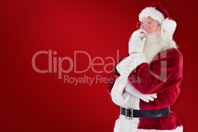 Composite image of santa is thinking about something