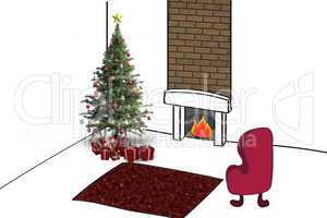 Composite image of christmas tree with presents