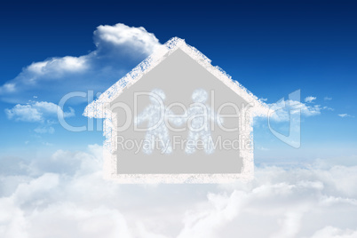 Composite image of cloud in shape of couple