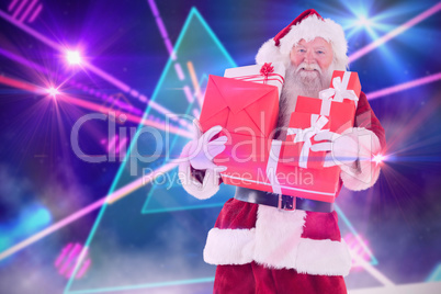 Composite image of santa carries a few presents