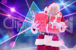 Composite image of santa carries a few presents