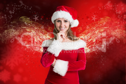 Composite image of pretty girl in santa outfit