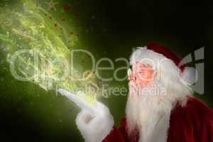 Composite image of santa claus blowing