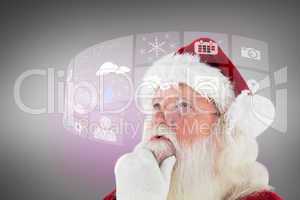 Composite image of santa is thinking about something