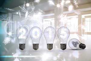 Composite image of 2015 with light bulb