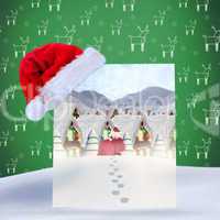 Composite image of santa delivery presents to village