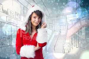 Composite image of pretty santa girl smiling at camera