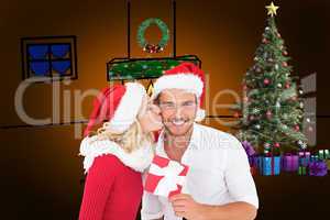 Composite image of young festive couple