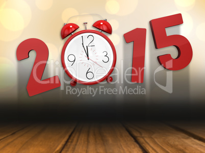 Composite image of 2015 with alarm clock Composite image of 2015 with alarm clock