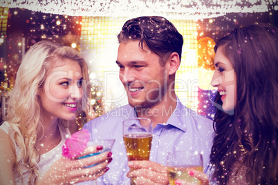 Composite image of friends toasting