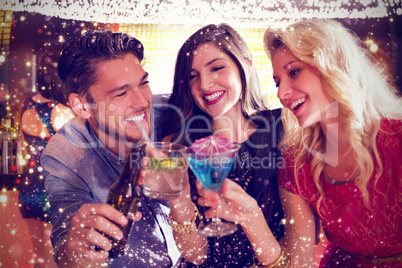 Composite image of friends with drinks