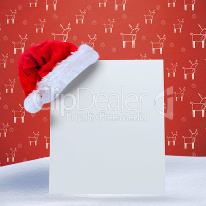 Composite image of santa hat on poster