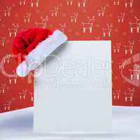 Composite image of santa hat on poster