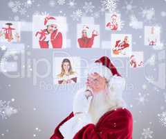 Composite image of santa is thinking about something