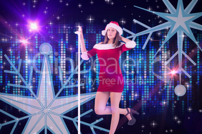 Composite image of pretty santa girl posing with hand