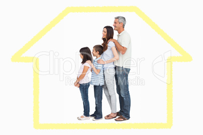 Composite image of portrait of a family in single file