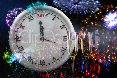 Composite image of clock counting to midnight