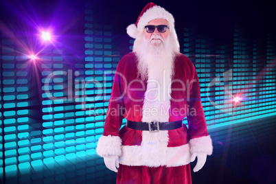 Composite image of santa claus wears black sunglasses