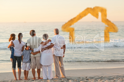 Composite image of beautiful family at the beach